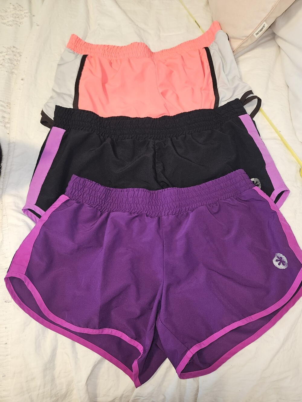 Women's Elastic Waist Active Shorts - Purple, Black, Coral